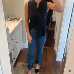 XS Paige black button down tank